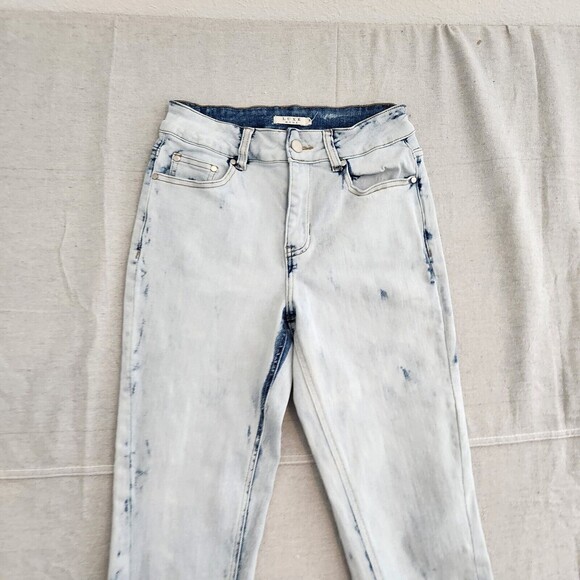 Luxe Moda Jeans Women 6 Blue Denim Acid Wash Straight Mid Rise Split Ankle 25x28 - Picture 2 of 15